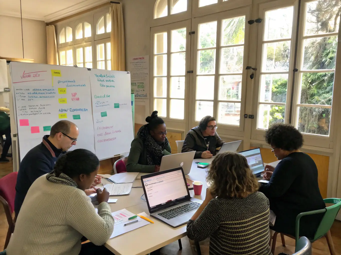 An image of a workshop in progress, with participants actively engaged in learning new skills related to cultural management and artistic development.